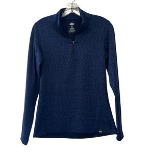 REI Co-Op Black & Blue Heathered 1/4 Zip Pullover Size Medium